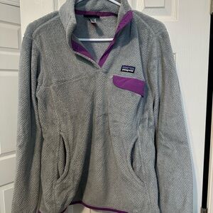 Patagonia Purple and Gray Fleece Pullover